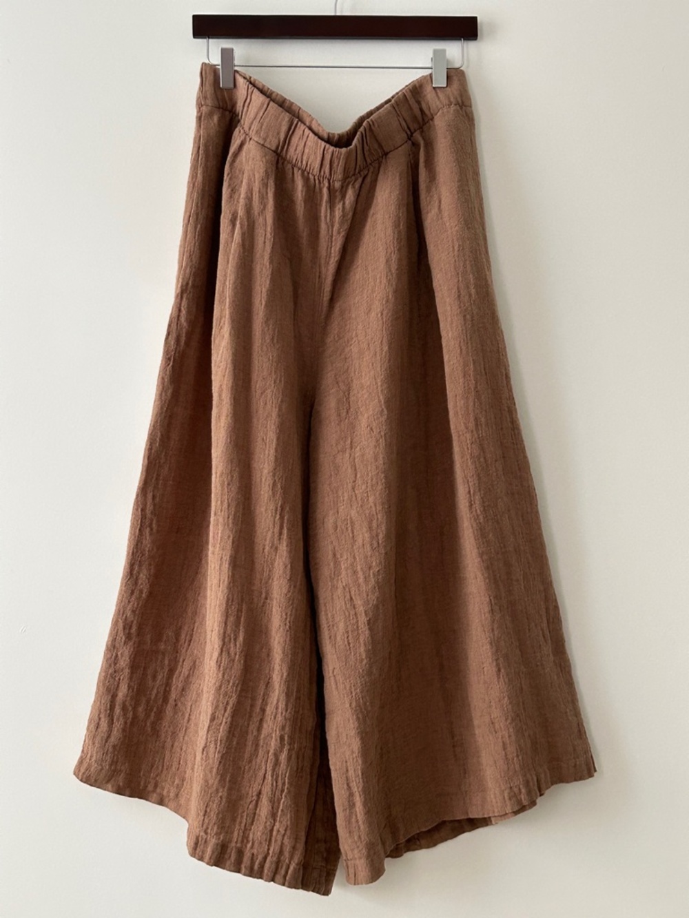 Handmade Brown Linen Wide Leg Pants